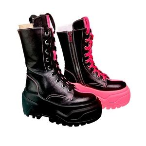 Dolls Kill ClubExx Combat Boots Black/Pink